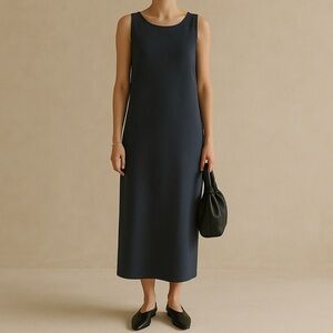 Eileen Fisher Classic Navy Midi Dress Size SP